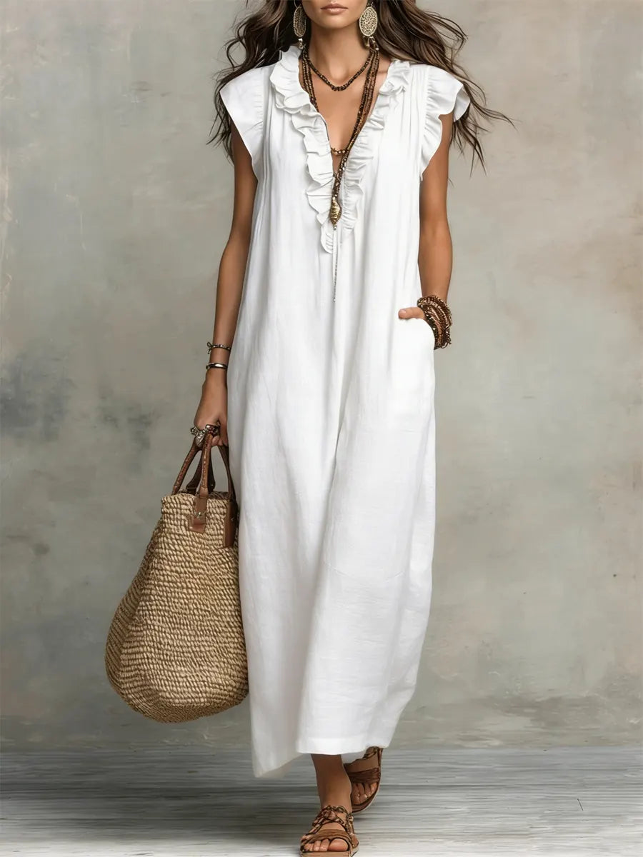 Frieda | Robe Maxi à Volants sans Manches pour Femmes