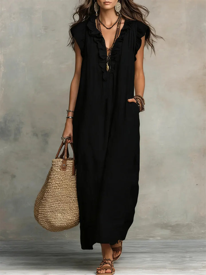 Frieda | Robe Maxi à Volants sans Manches pour Femmes