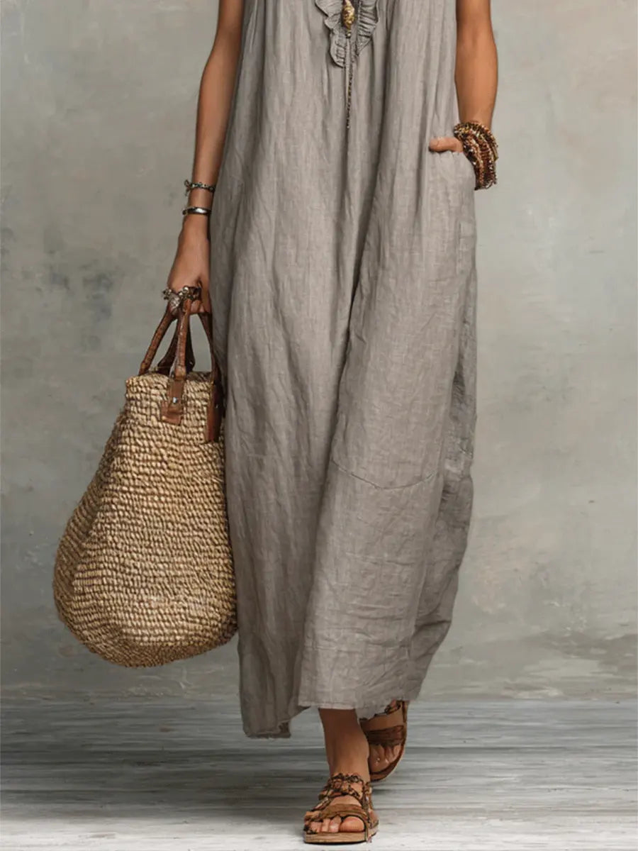 Frieda | Robe Maxi à Volants sans Manches pour Femmes