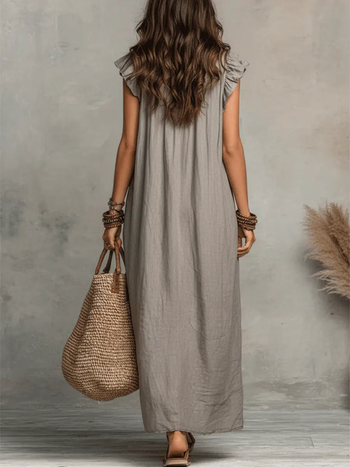 Frieda | Robe Maxi à Volants sans Manches pour Femmes