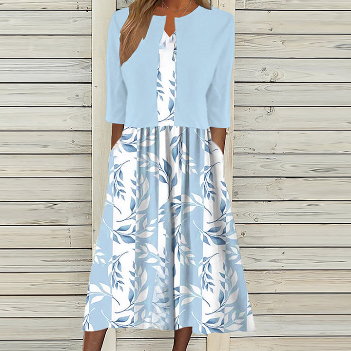 Greer - Robe midi à motif floral avec veste assortie