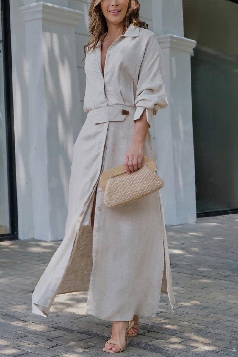Hannelotte | Robe chemise maxi pour femmes avec ceinture