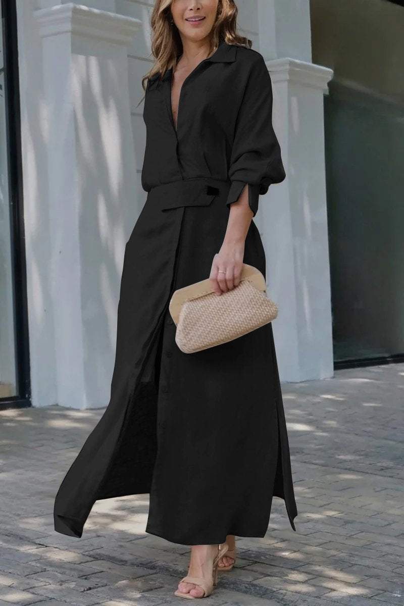 Hannelotte | Robe chemise maxi pour femmes avec ceinture