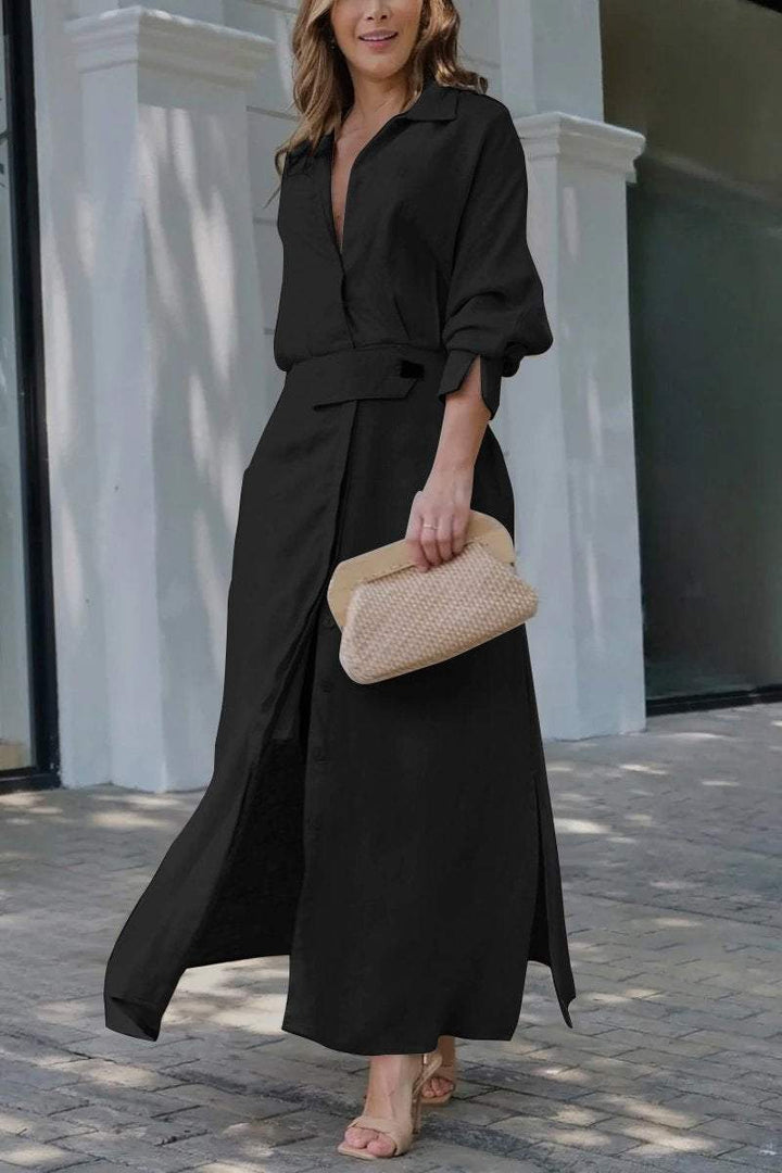 Hannelotte | Robe chemise maxi pour femmes avec ceinture