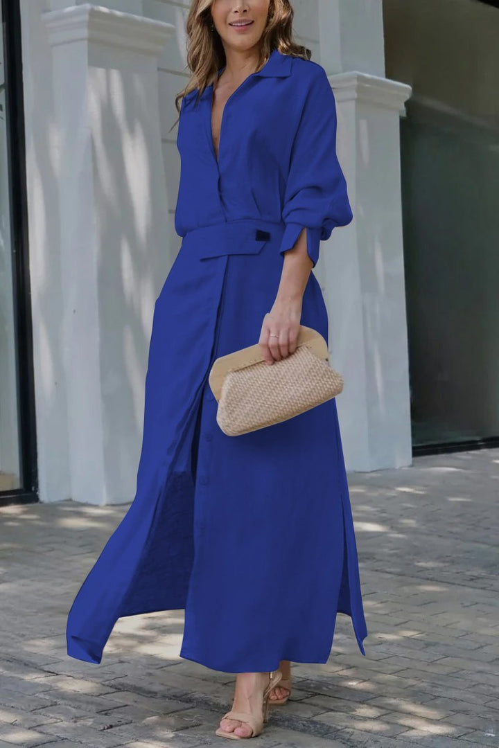 Hannelotte | Robe chemise maxi pour femmes avec ceinture