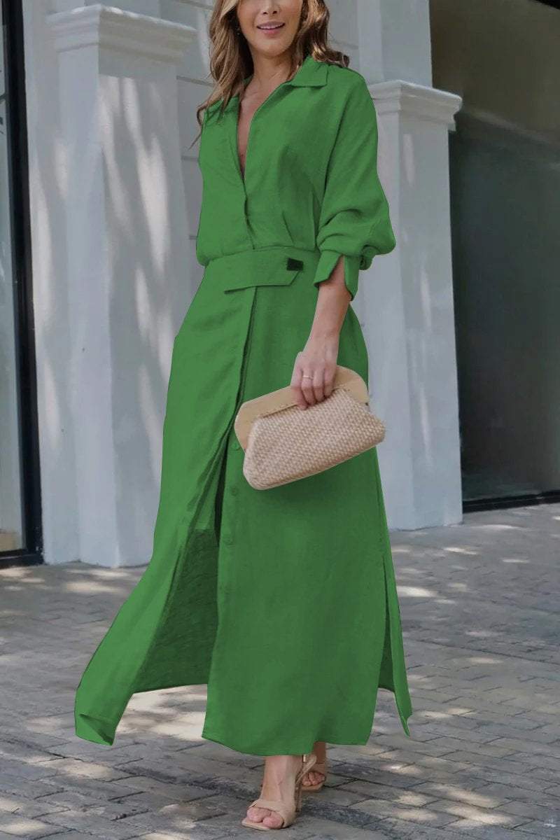 Hannelotte | Robe chemise maxi pour femmes avec ceinture