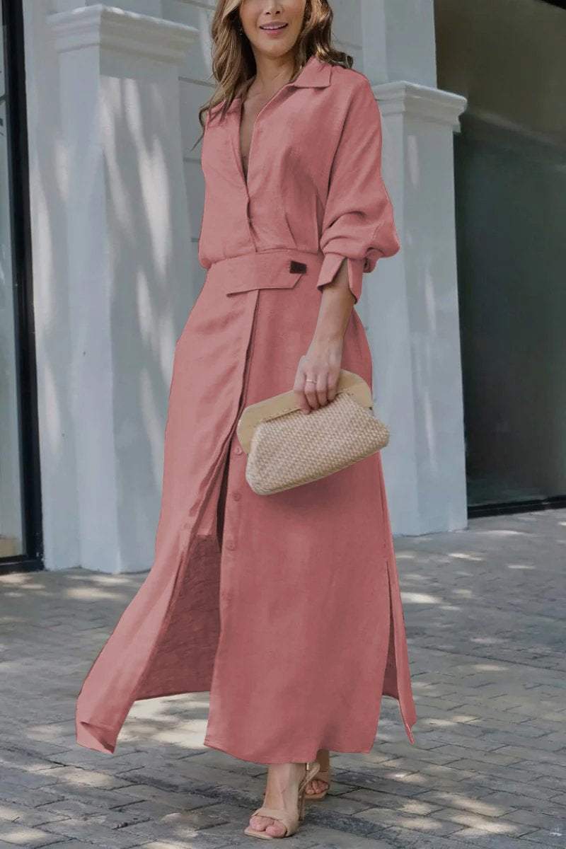 Hannelotte | Robe chemise maxi pour femmes avec ceinture