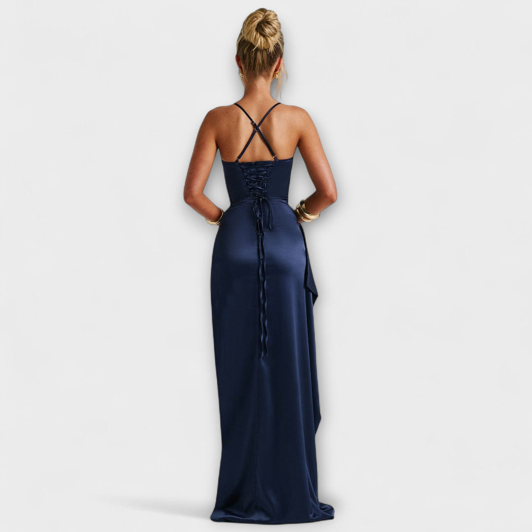 Krielle – Robe maxi bleu marine avec fente