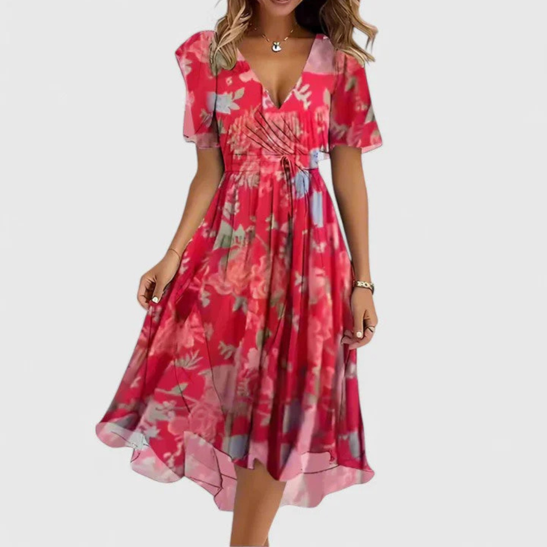 Helga | Robe Midi à Décolleté en V Floral