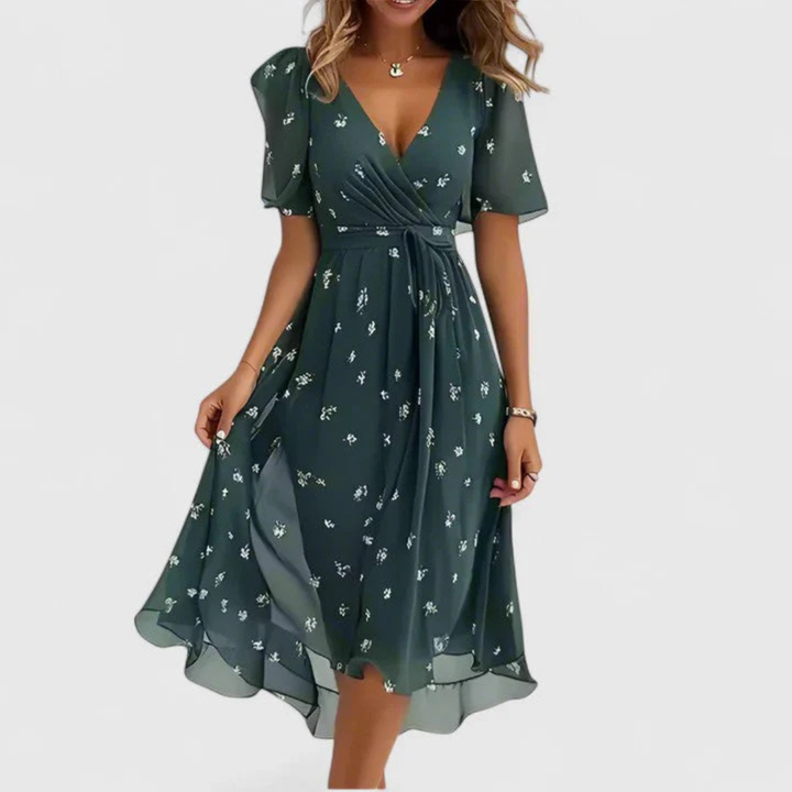 Helga | Robe Midi à Décolleté en V Floral