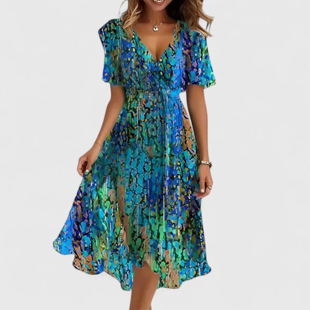 Helga | Robe Midi à Décolleté en V Floral