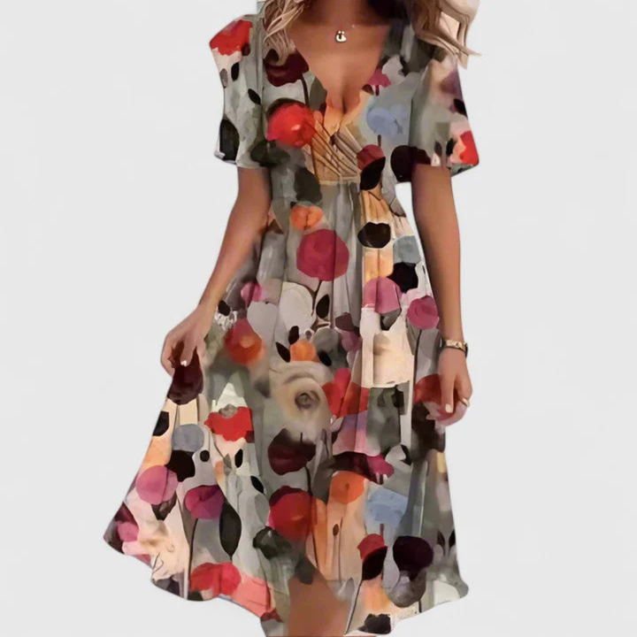 Helga | Robe Midi à Décolleté en V Floral