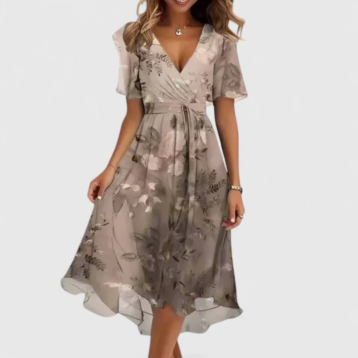 Helga | Robe Midi à Décolleté en V Floral