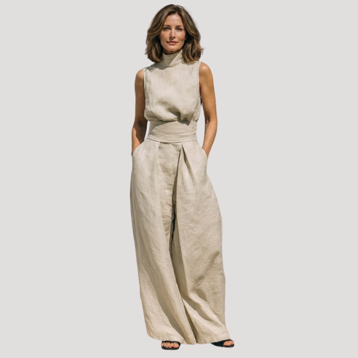 Ilaria | Ensemble femme deux pièces haut col roulé pantalon large
