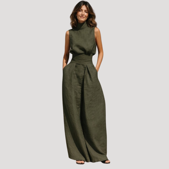 Ilaria | Ensemble femme deux pièces haut col roulé pantalon large