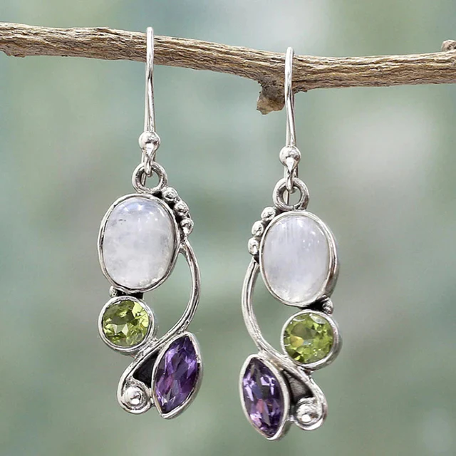 Boucles d'oreilles en cristal argent vintage