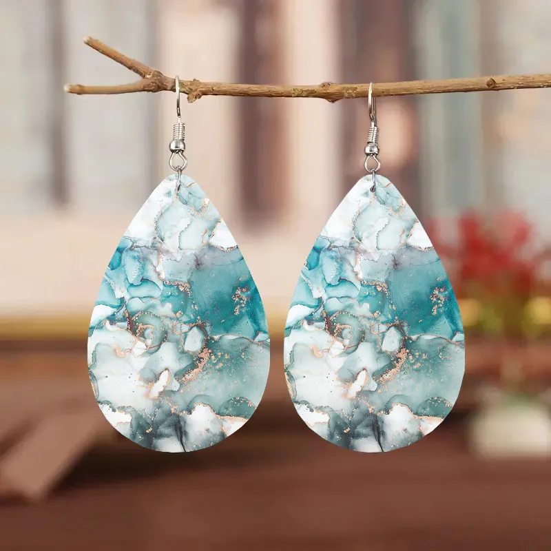 Boucles d'oreilles vintage en pierre bleu et blanc