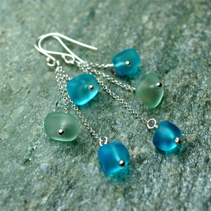 Boucles d'oreilles vintage bleues