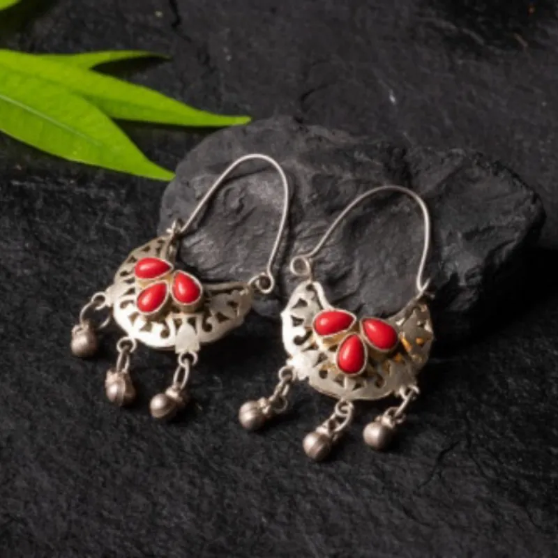 Boucles d'oreilles Méduse Vintage Rouges