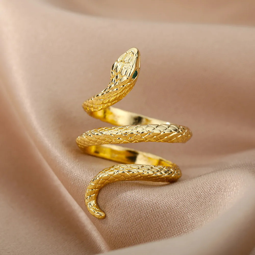 Bague serpent en or brillant