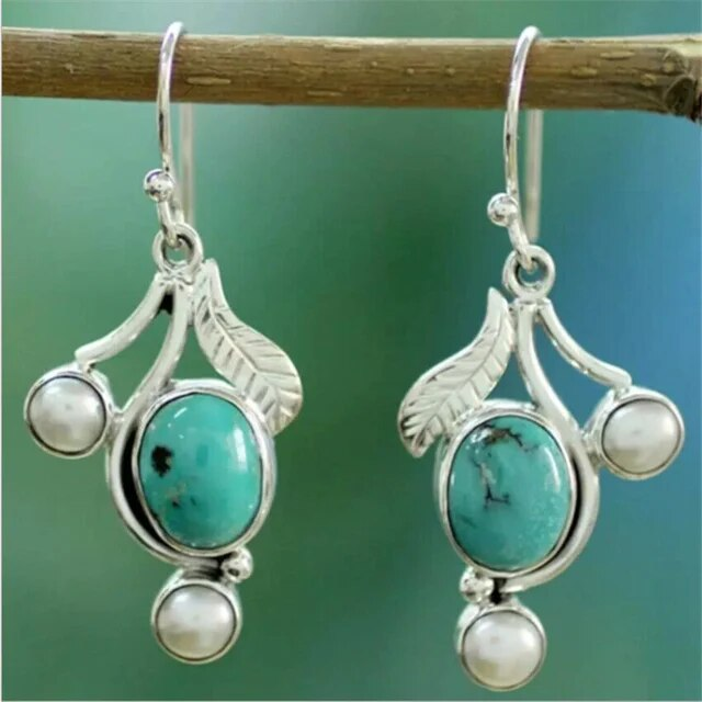 Boucles d'oreilles vintage en turquoise