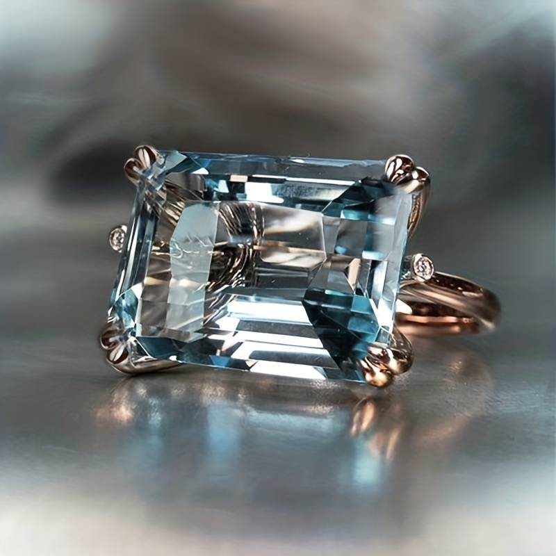 Bague Vintage en Zirconia Bleue et Boucles d'Oreilles en Argent