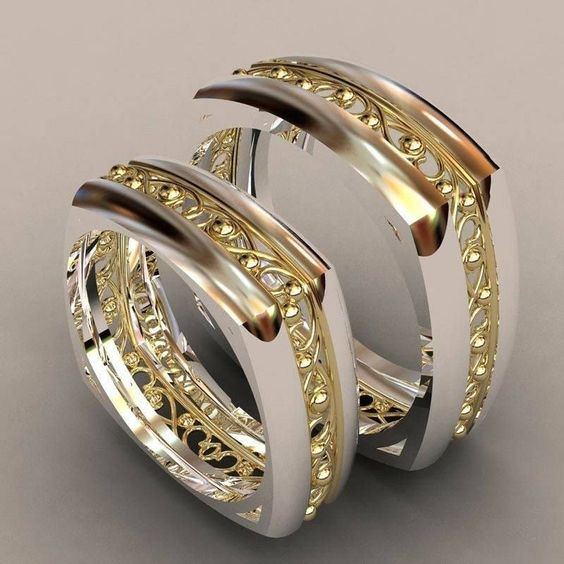 Set de bagues vintage en argent doré