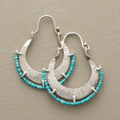 Boucles d'oreilles en argent avec pierres turquoises vintage