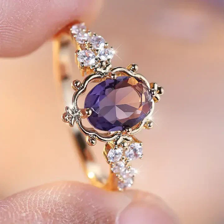 Bague en or brillant violet