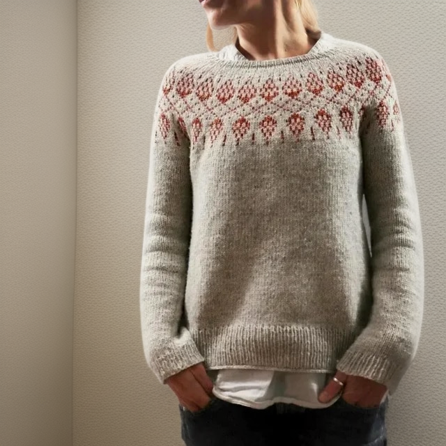 Pull en tricot nordique fait main et confortable pour femmes
