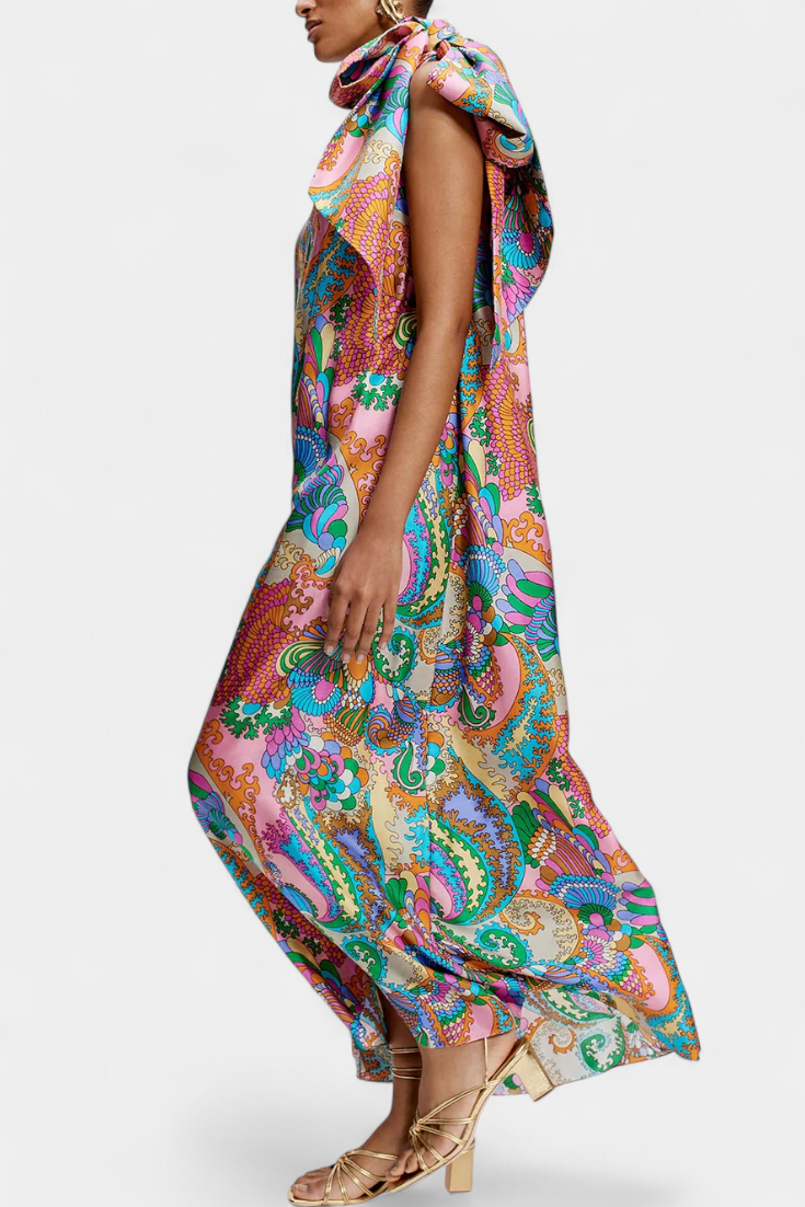 Robe Maxi Ginette au design arc-en-ciel