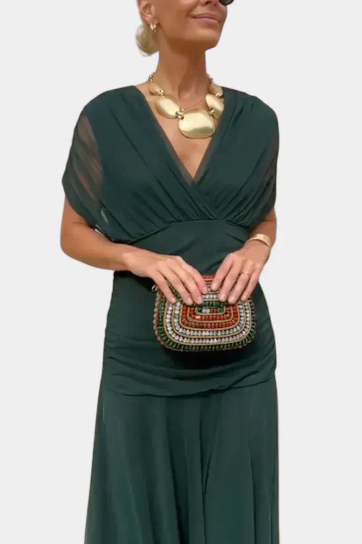 Florayne™ - Robe midi fluide élégante avec décolleté en V