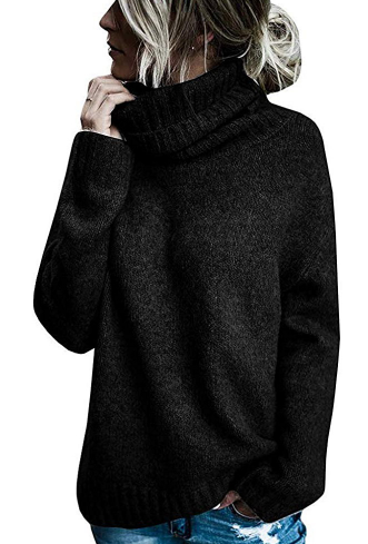 Pull long à col roulé d'hiver pour femmes