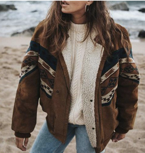 Eliane | Manteau d'hiver bohème à motif ethnique pour femmes