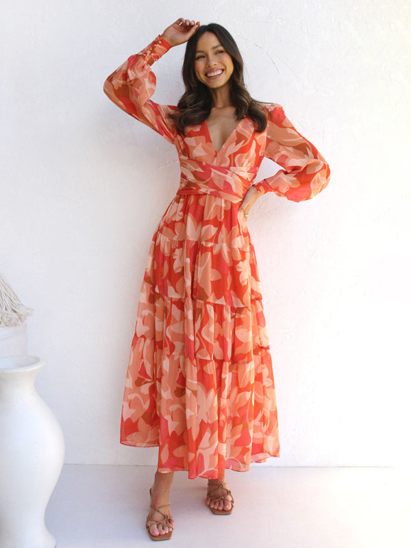 Perle | Robe maxi éclatante à manches longues - Élégante et fluide