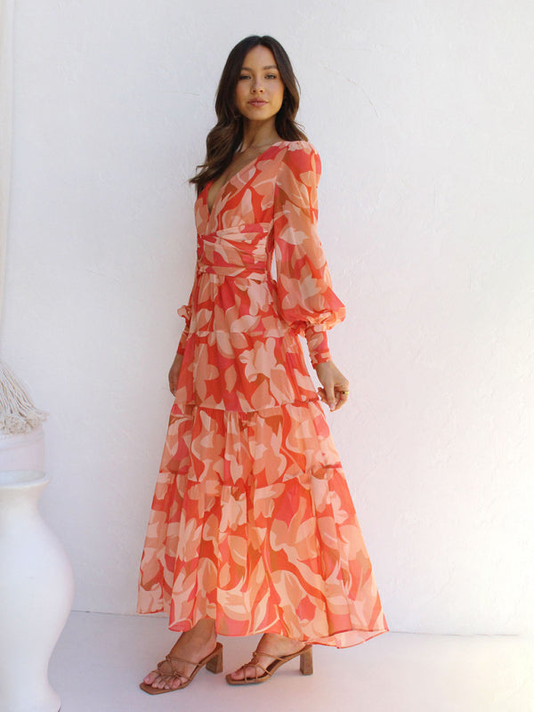 Perle | Robe maxi éclatante à manches longues - Élégante et fluide