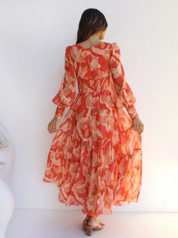 Perle | Robe maxi éclatante à manches longues - Élégante et fluide