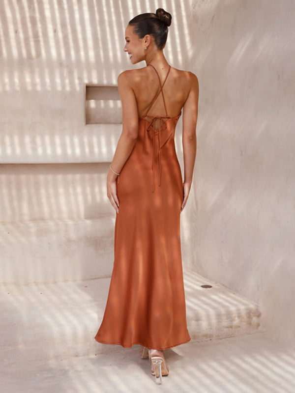 Nadia | Robe Maxi Dos Nu avec Col Croisé
