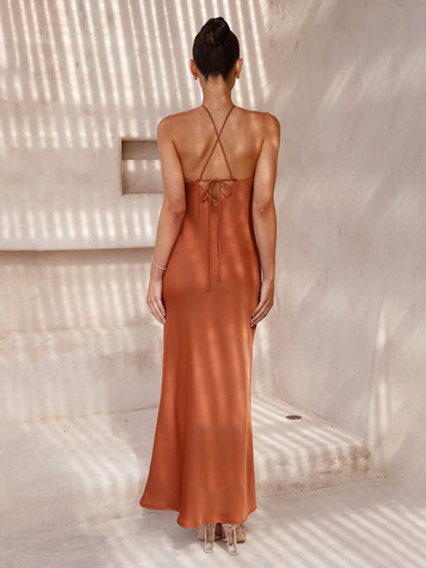 Nadia | Robe Maxi Dos Nu avec Col Croisé