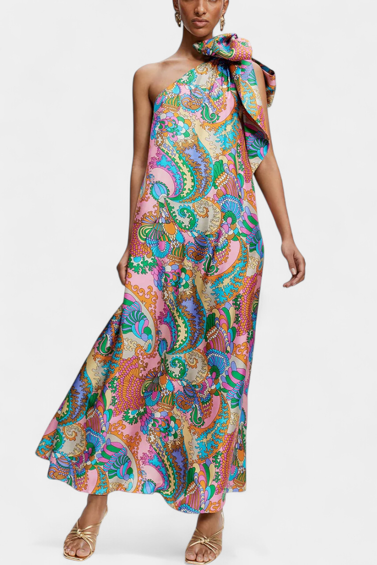 Robe Maxi Ginette au design arc-en-ciel