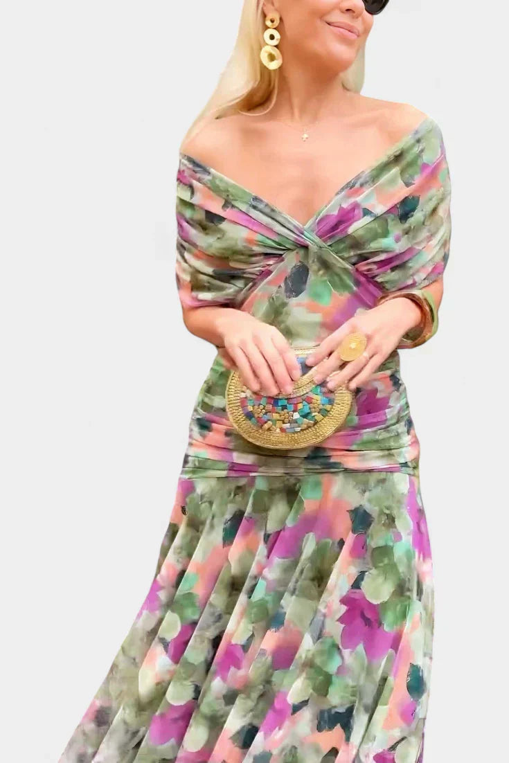 Florayne™ - Robe midi fluide élégante avec décolleté en V