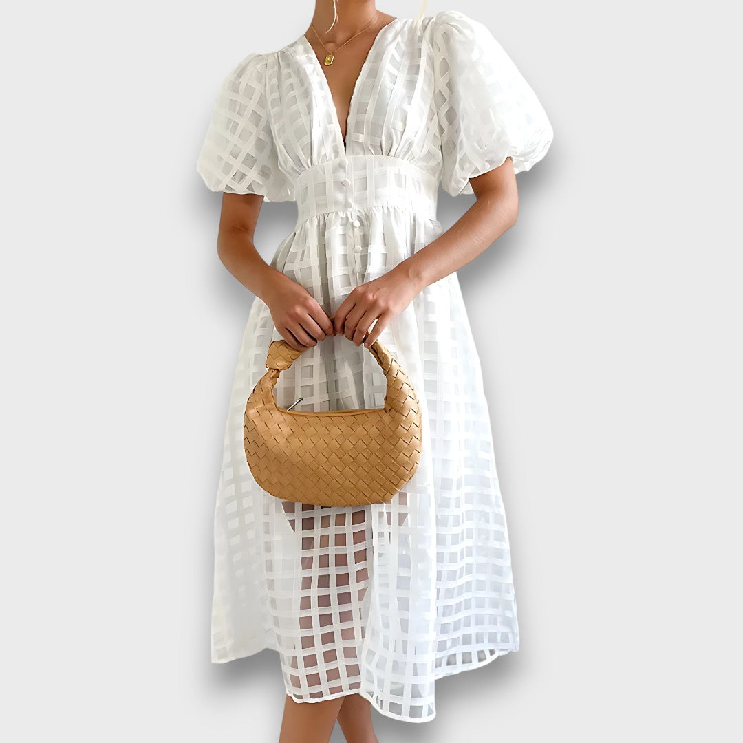 Lianora – Robe midi féminine avec motif structuré