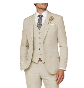 Costume de mariage trois pièces pour hommes | Beige