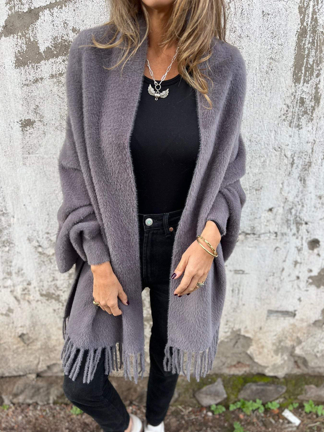 Nele | Veste en Tricot Longue Femme à Devant Ouvert