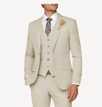 Costume de mariage trois pièces pour hommes | Beige