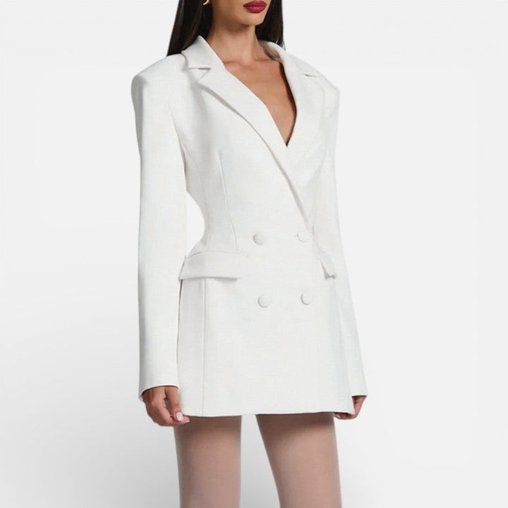 Blazer ajusté pour femmes en style robe avec revers