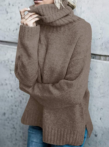 Pull long à col roulé d'hiver pour femmes
