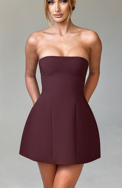 Sandra - Robe Mini en Corset Structuré Sans Bretelles avec Poches