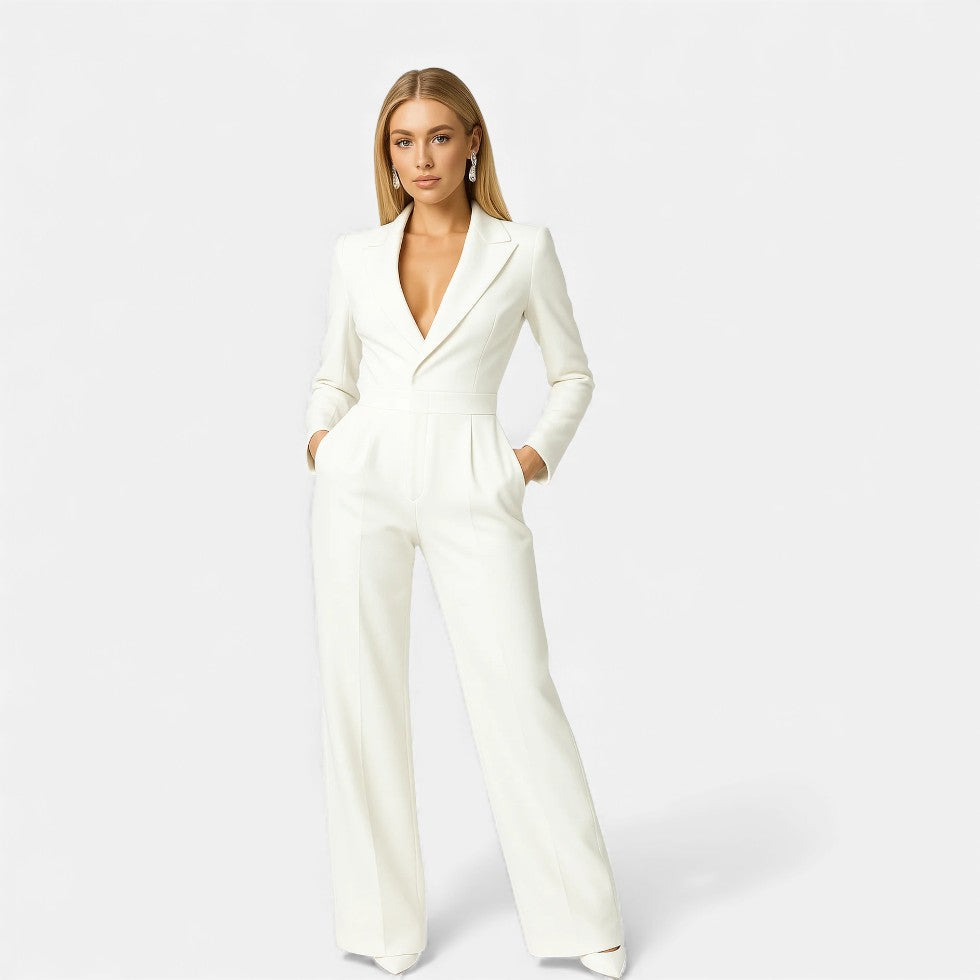 Jumpsuit élégant pour femmes avec col de costume