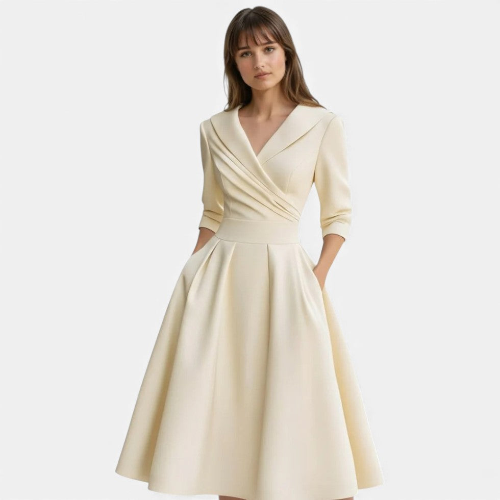 Robe midi élégante avec effet drapé pour femmes